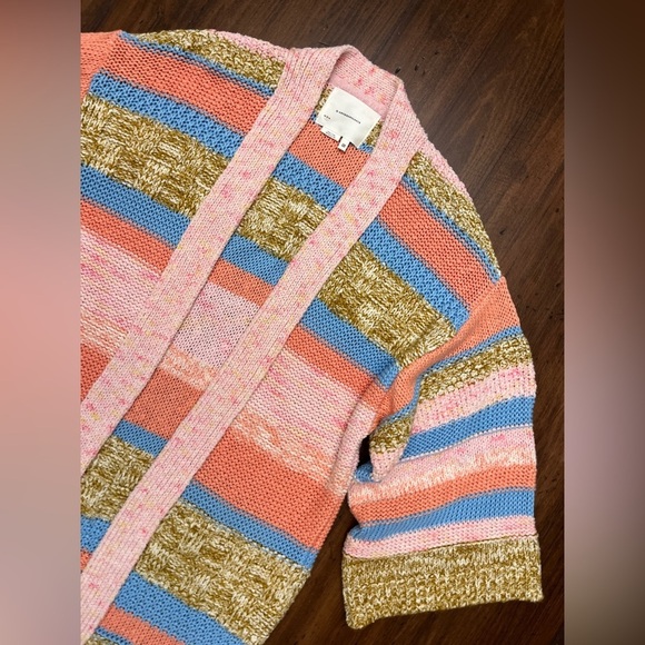 Anthropologie Textured Striped Cardigan One Size Open Front Soft Knit Cozy EUC - Picture 2 of 16